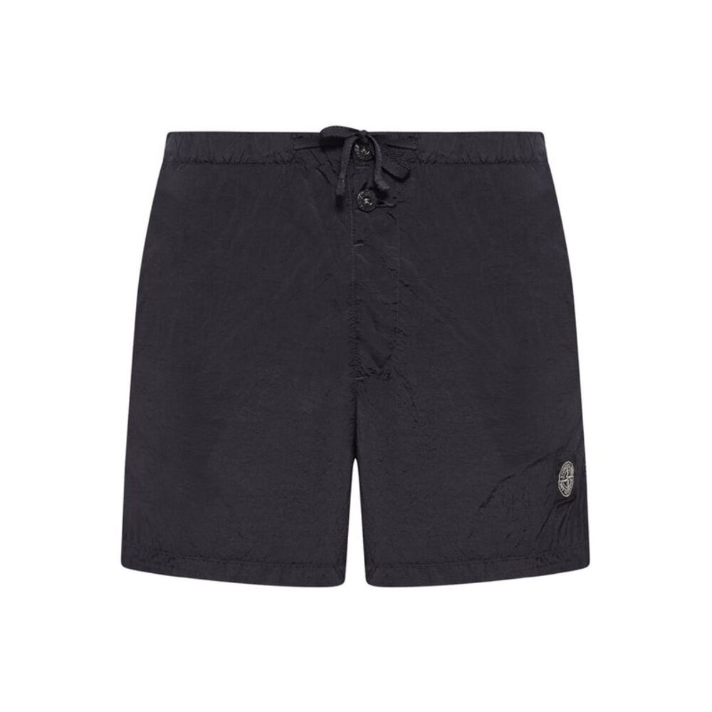 Stone Island Men Black Compass Logo Swimsuit